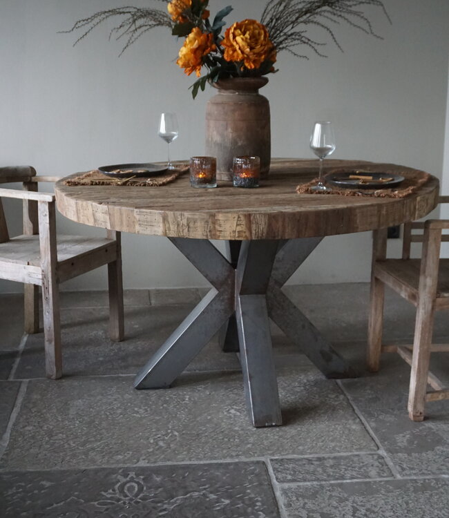 Rene Houtman Eettafel Teak Rond Barry | H79 x D136 cm