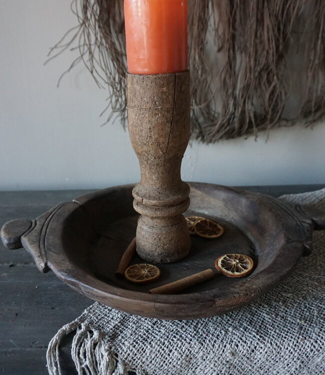 Rene Houtman Chapati Schaal | Oud Hout | H5 x B44 x D31 cm