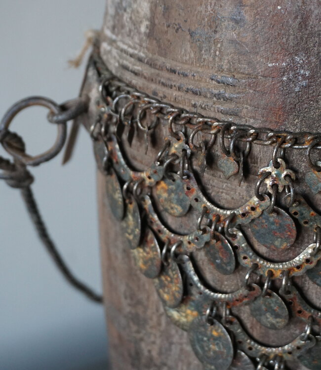 Rene Houtman Nepalese Houten Pot | Incl. Ketting | H30 x D13 cm