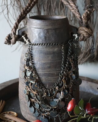 Rene Houtman Nepalese Houten Pot | Incl. Ketting | H28 x D13 cm