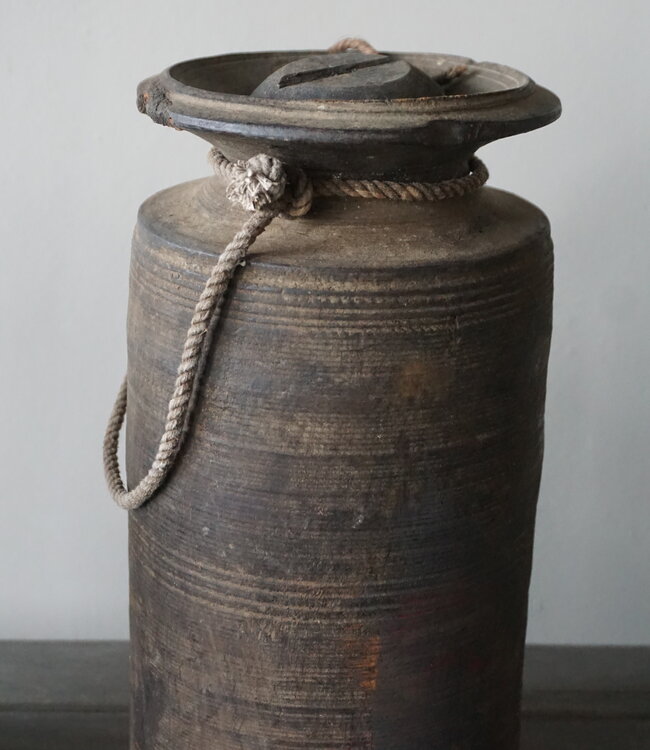 Rene Houtman Nepalese Houten Pot | Met Deksel | H29 x D14 cm