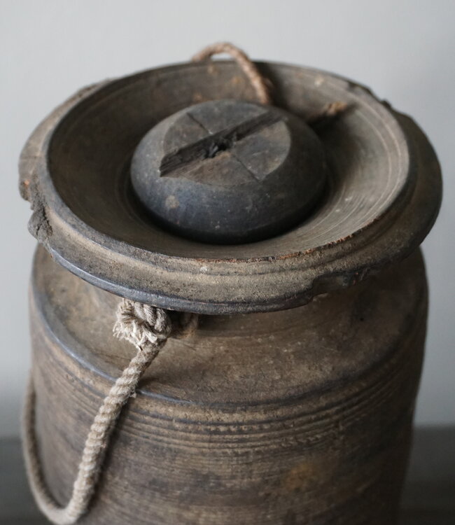 Rene Houtman Nepalese Houten Pot | Met Deksel | H29 x D14 cm