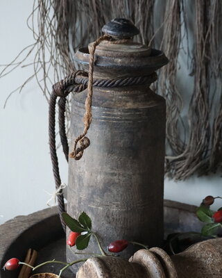 Rene Houtman Nepalese Houten Pot | Met Deksel | H32 x D13 cm