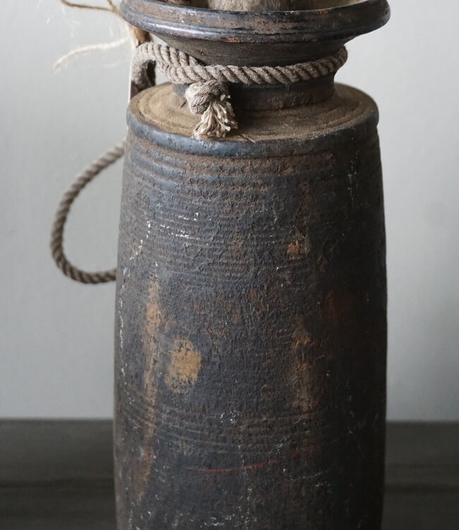 Rene Houtman Nepalese Houten Pot | Met Deksel | H24 x D10 cm