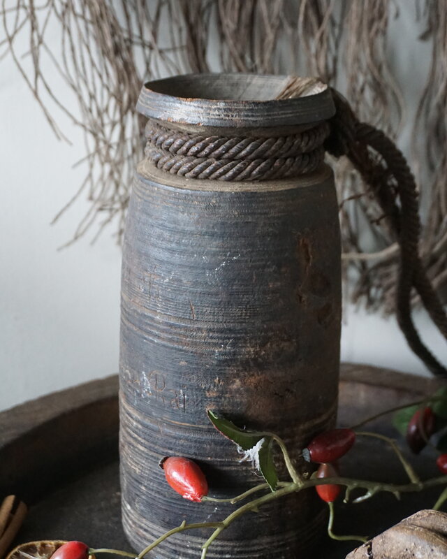 Rene Houtman Nepalese Houten Pot | Met Deksel | H23 x D10 cm