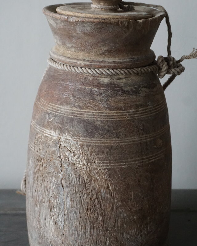 Rene Houtman Nepalese Houten Pot | Met Deksel | H30 x D15 cm