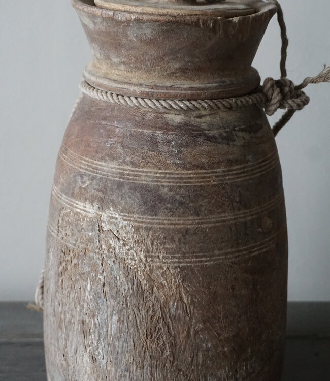 Rene Houtman Nepalese Houten Pot | Met Deksel | H30 x D15 cm