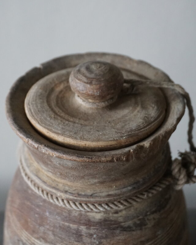 Rene Houtman Nepalese Houten Pot | Met Deksel | H30 x D15 cm