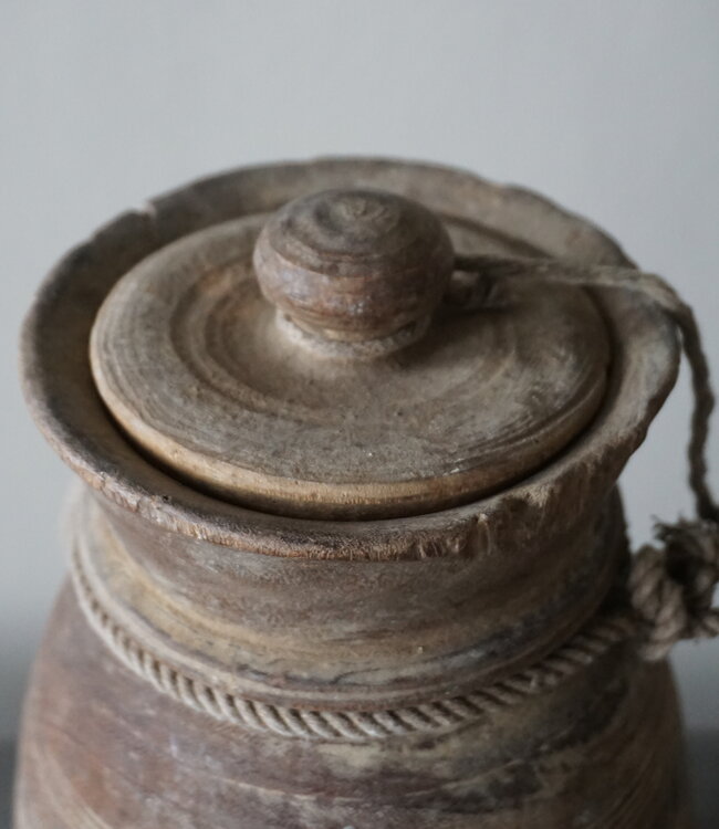 Rene Houtman Nepalese Houten Pot | Met Deksel | H30 x D15 cm