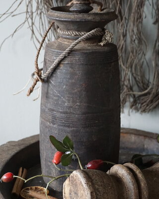 Rene Houtman Nepalese Houten Pot | Met Deksel | H30 x D12 cm