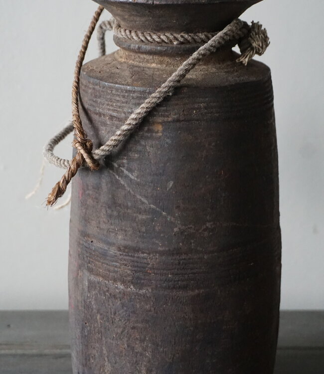 Rene Houtman Nepalese Houten Pot | Met Deksel | H30 x D12 cm