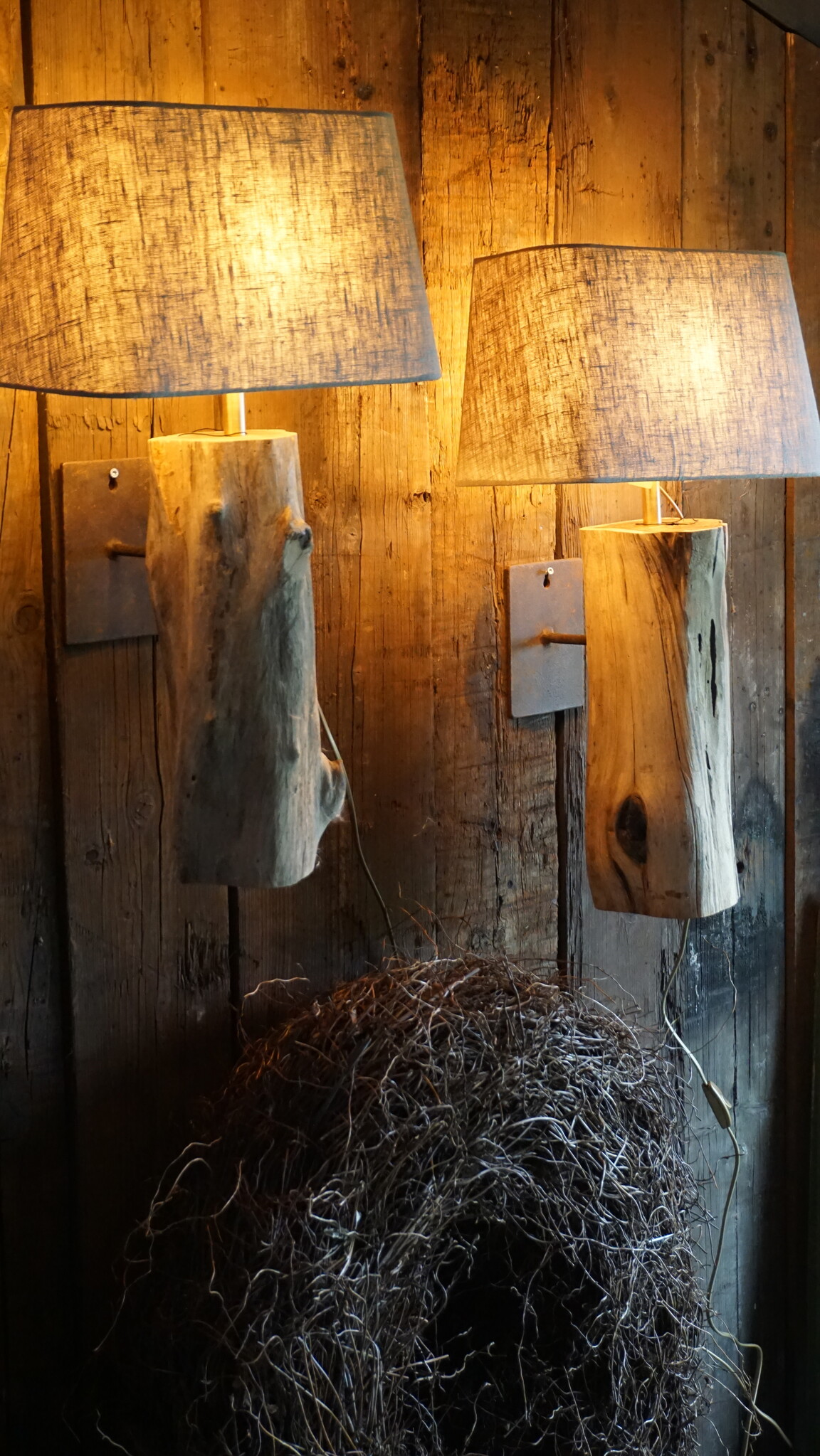 Rene Houtman Wandlamp/Muurlamp Oud Hout H47 x B15 - Exclusief Kap