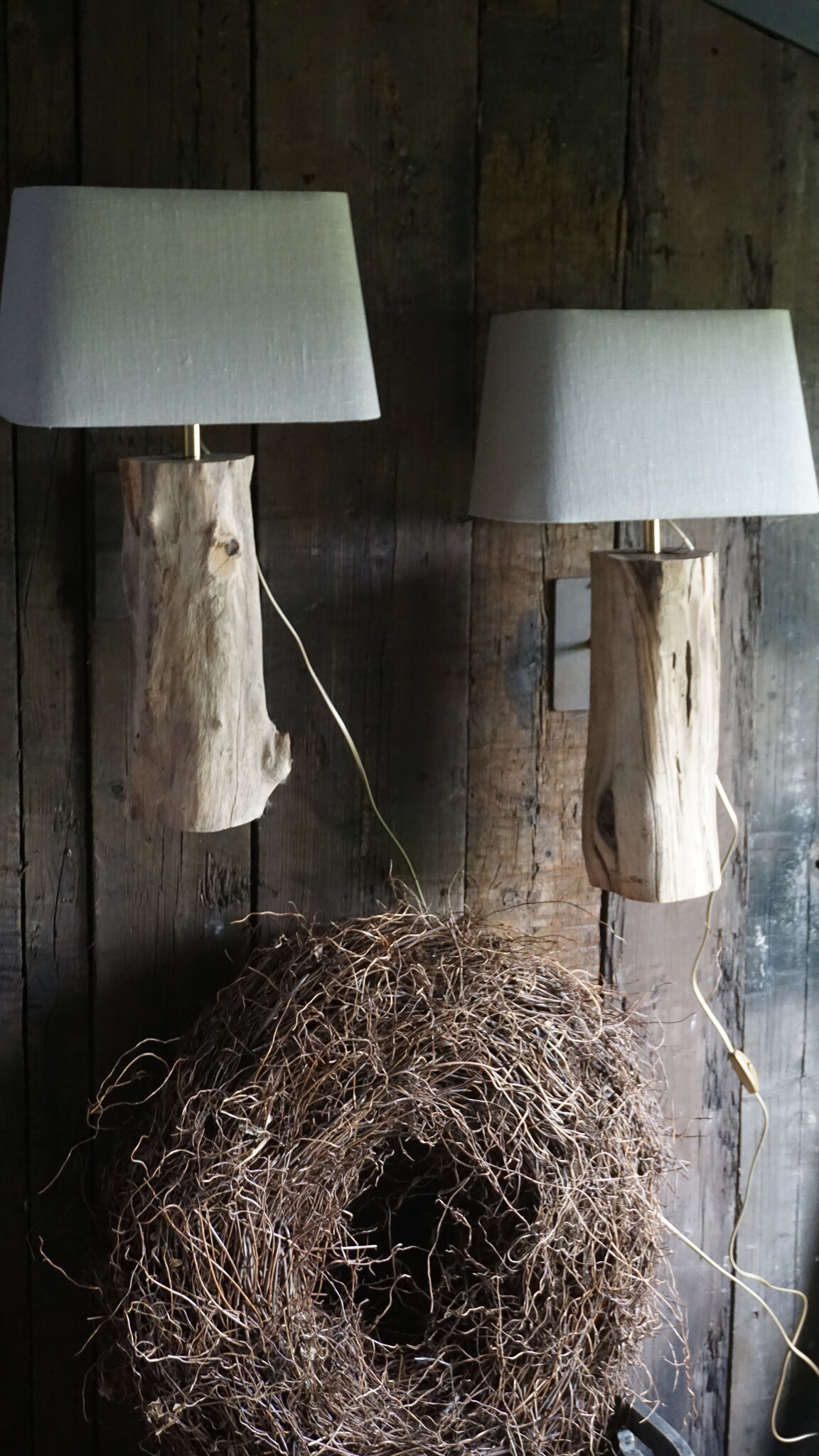 Rene Houtman Wandlamp/Muurlamp Oud Hout H47 x B15 - Exclusief Kap