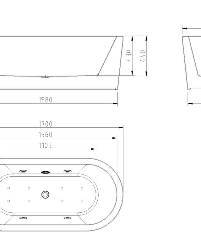 Wiesbaden Whirlpool Wiesbaden Libero Vrijstaand Ligbad 170x80x59 cm Inclusief Waste Wit