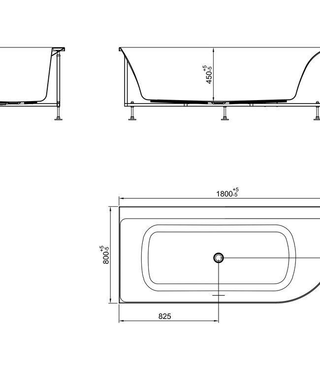 Wiesbaden Hoekbad Zenn Links 180 x 80 Cm Acryl Glans Wit Met Waste Glans Wit
