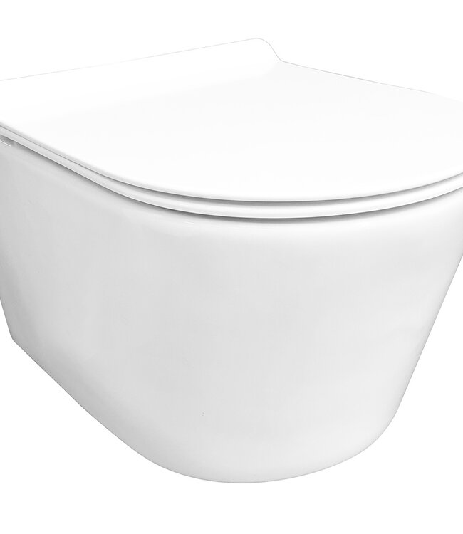 Wiesbaden Wandcloset Rimless Wiesbaden Sity Met Toiletzitting Softclose En Quick Release Glans Wit