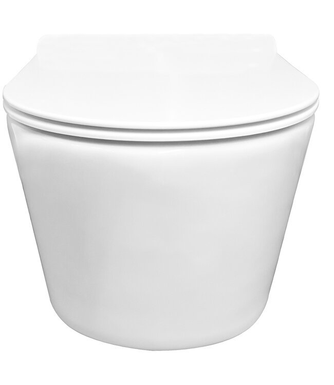 Wiesbaden Wandcloset Rimless Wiesbaden Sity Met Toiletzitting Softclose En Quick Release Glans Wit
