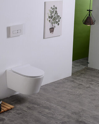 Wiesbaden Wandcloset Rimless Wiesbaden Sity Met Toiletzitting Softclose En Quick Release Glans Wit