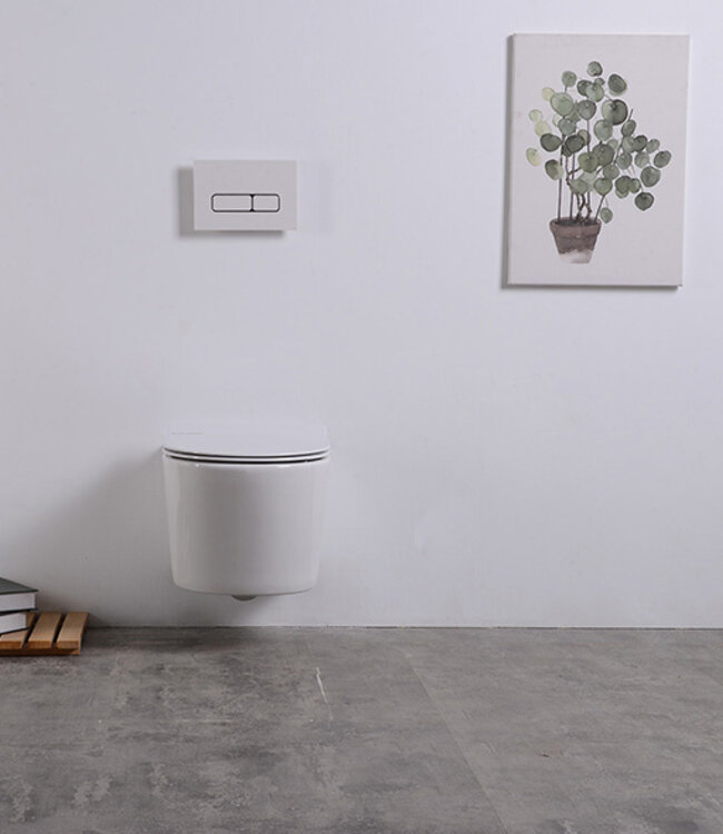 Wiesbaden Wandcloset Rimless Wiesbaden Sity Met Toiletzitting Softclose En Quick Release Glans Wit