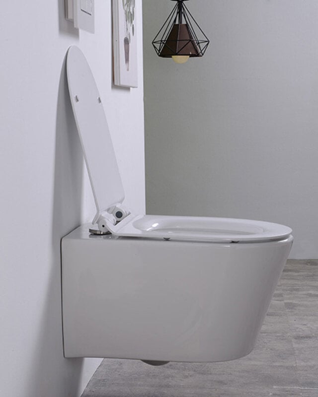 Wiesbaden Wandcloset Rimless Wiesbaden Sity Met Toiletzitting Softclose En Quick Release Glans Wit