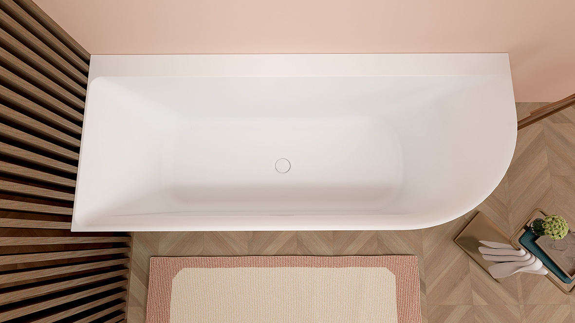 Wiesbaden Zenn Hoekbad Links | Mat Wit | 180 x 80 cm