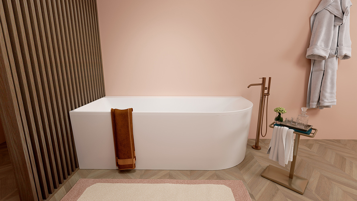 Wiesbaden Zenn Hoekbad Links | Mat Wit | 180 x 80 cm
