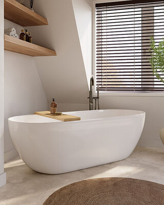 Wiesbaden Trens Vrijstaand Ligbad | Mat Wit | 180 x 80 cm