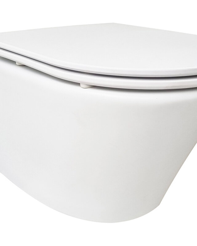 Wiesbaden Wandcloset Vesta Wiesbaden Rimless Met Flatline Toiletzitting Softclose En Quick Release Mat Wit