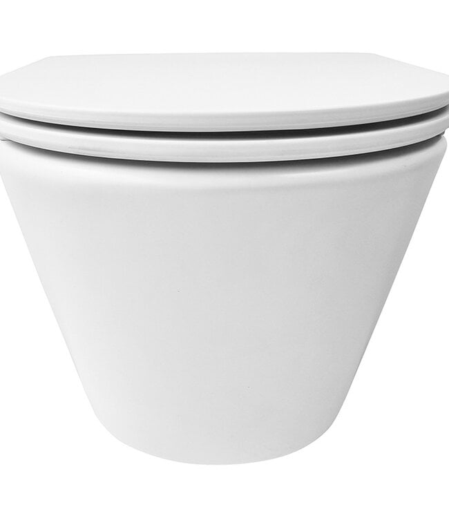 Wiesbaden Wandcloset Vesta Wiesbaden Rimless Met Flatline Toiletzitting Softclose En Quick Release Mat Wit