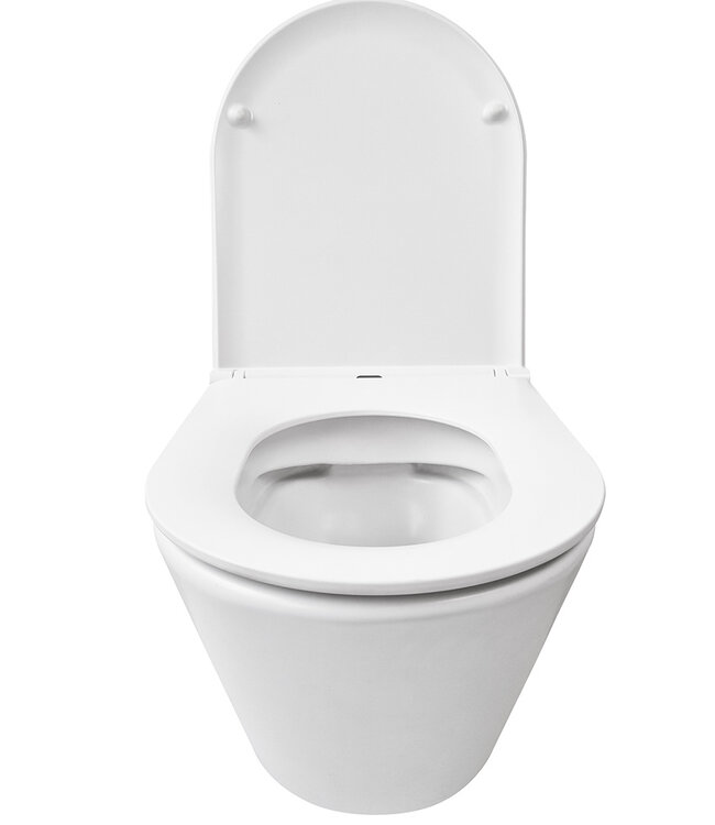 Wiesbaden Wandcloset Vesta Wiesbaden Rimless Met Flatline Toiletzitting Softclose En Quick Release Mat Wit
