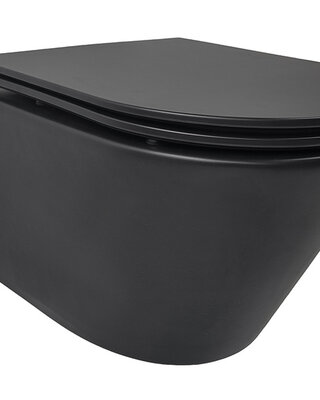 Wiesbaden Wandcloset Vesta Tornado Flush Wiesbaden Met Flatline Toiletzitting Softclose En Quick Release Mat Zwart