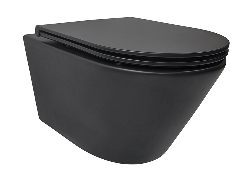 Wiesbaden Wandcloset Vesta Tornado Flush Wiesbaden Met Flatline Toiletzitting Softclose En Quick Release Mat Zwart