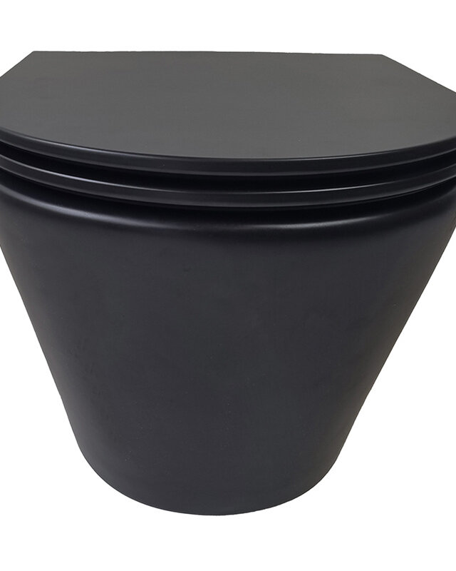 Wiesbaden Wandcloset Vesta Tornado Flush Wiesbaden Met Flatline Toiletzitting Softclose En Quick Release Mat Zwart