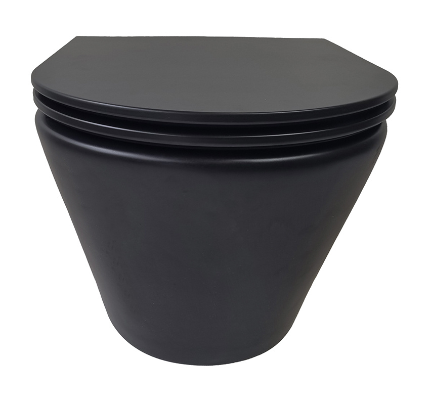Wiesbaden Wandcloset Vesta Tornado Flush Wiesbaden Met Flatline Toiletzitting Softclose En Quick Release Mat Zwart