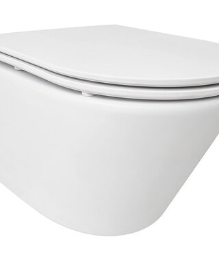 Wiesbaden Wandcloset Vesta Rimless  Tornado Flush Wiesbaden Met Flatline Toiletzitting Softclose En Quick Release Mat Wit