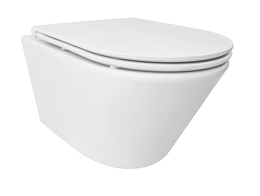 Wiesbaden Wandcloset Vesta Rimless Tornado Flush Wiesbaden Met Flatline Toiletzitting Softclose En Quick Release Mat Wit
