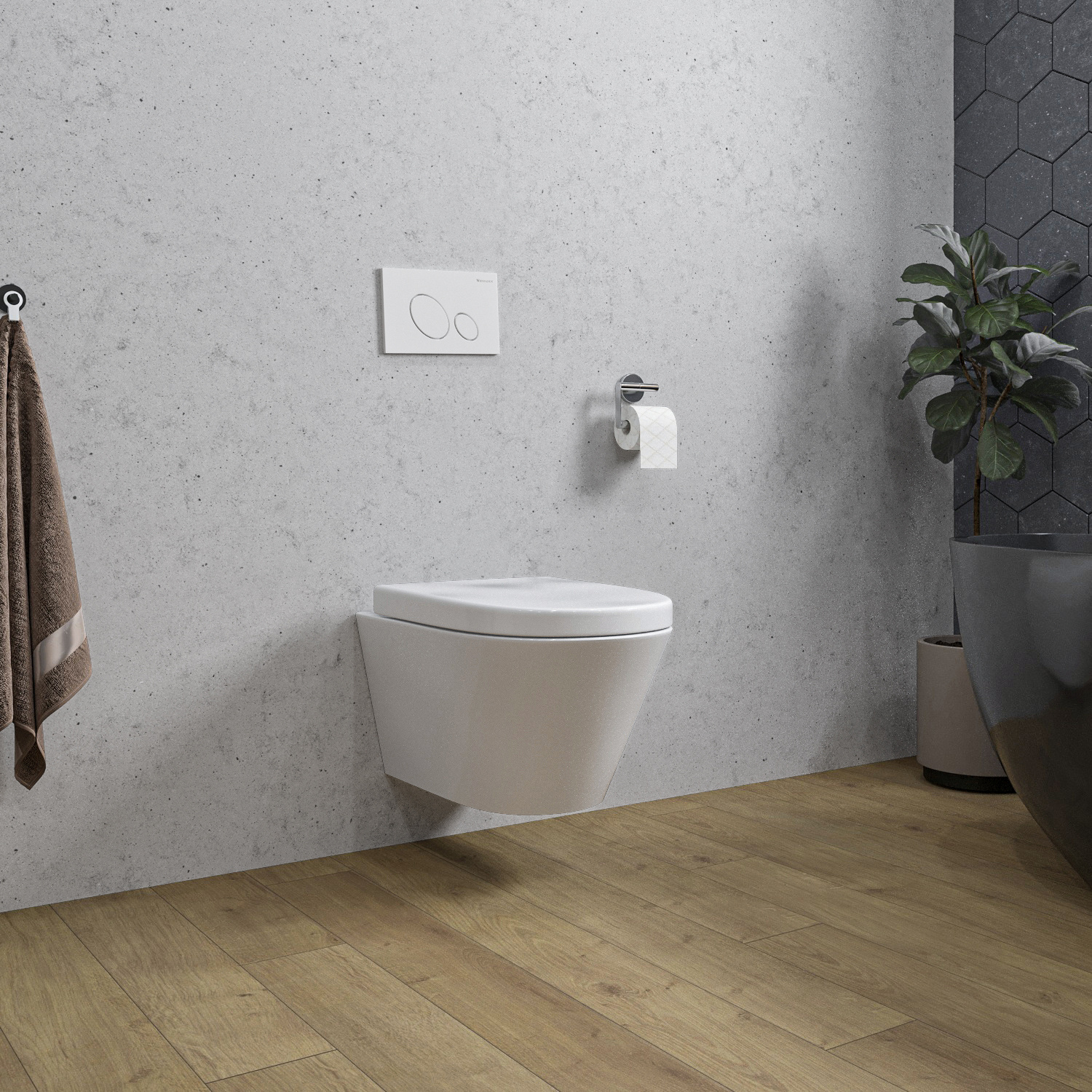 Wiesbaden Wandcloset Stereo Rimless Wiesbaden Met Vesta Toiletzitting Glans Wit