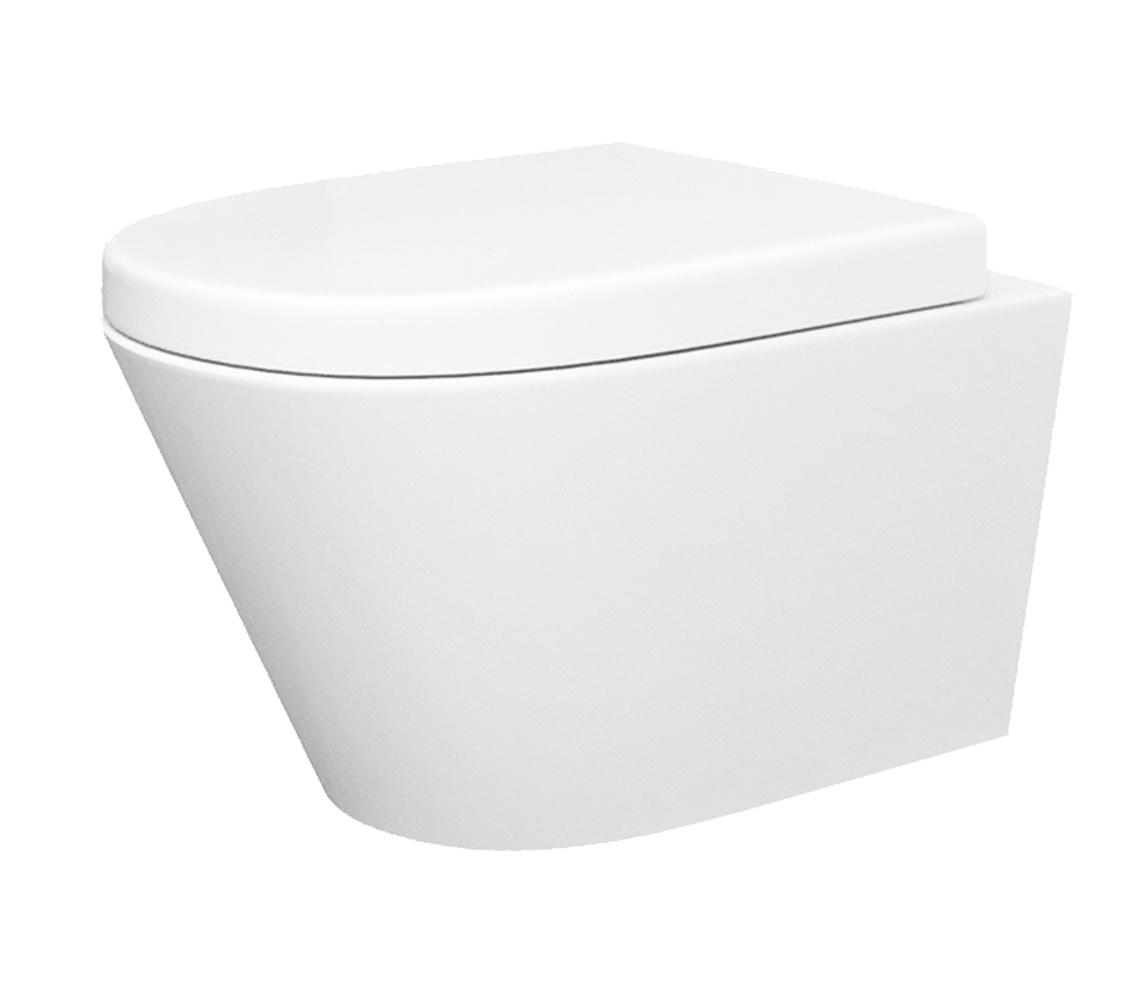 Wiesbaden Wandcloset Stereo Rimless Wiesbaden Met Vesta Toiletzitting Glans Wit