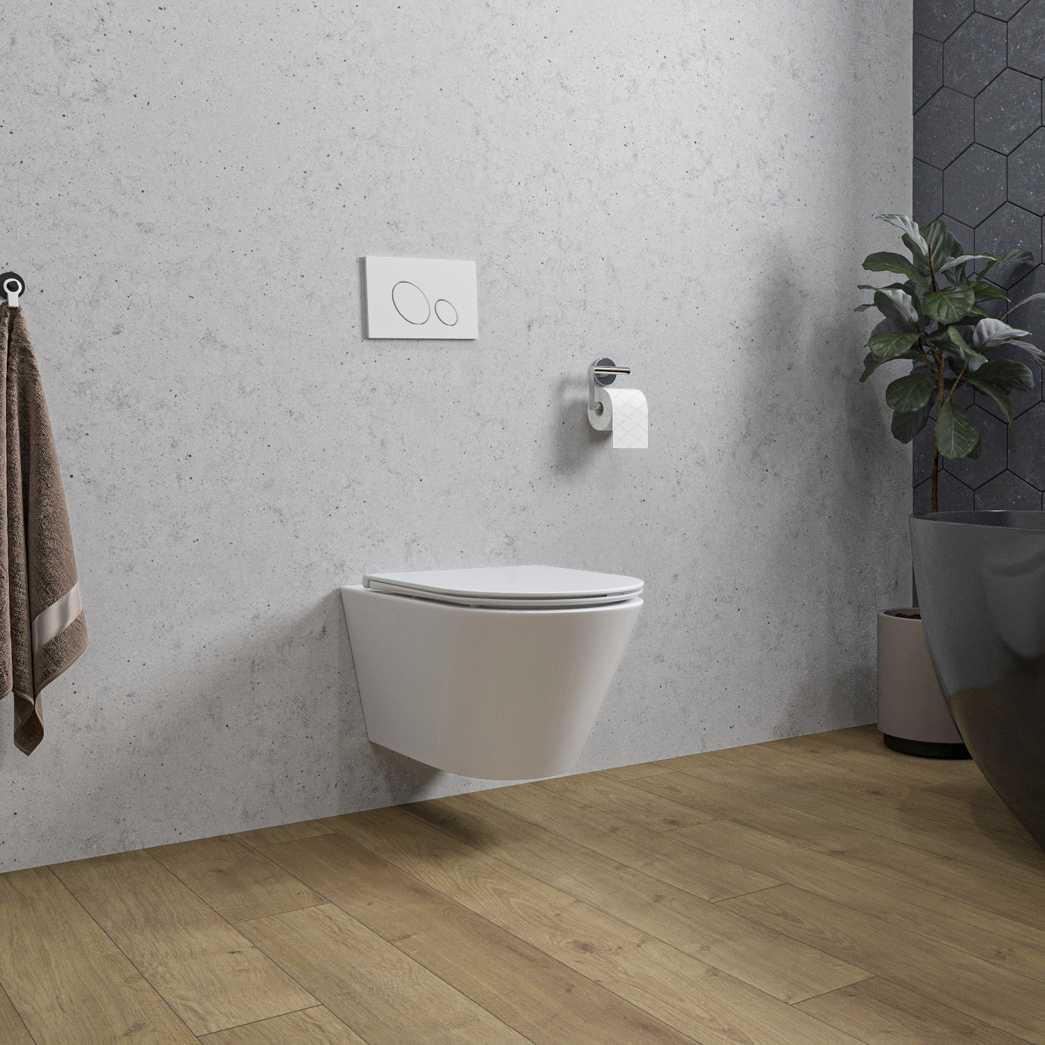 Wiesbaden Wandcloset Stereo Rimless Wiesbaden Met Flatline Toiletzitting Glans Wit