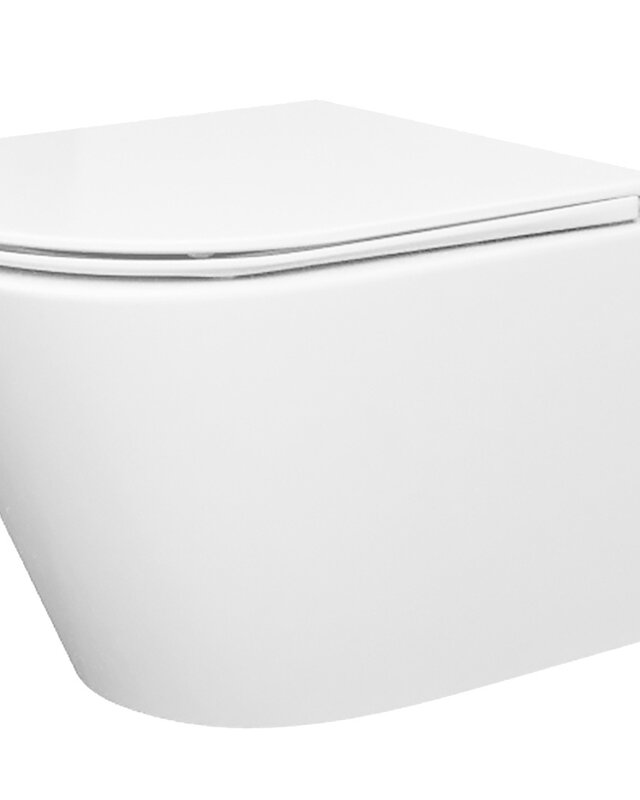 Wiesbaden Wandcloset Stereo Rimless Wiesbaden Met Flatline Toiletzitting Glans Wit