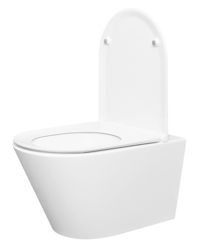 Wiesbaden Wandcloset Stereo Rimless Wiesbaden Met Flatline Toiletzitting Glans Wit