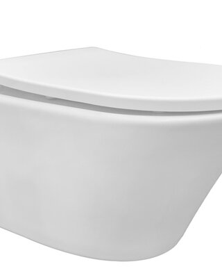Wiesbaden Wandcloset Vesta Rimless Tornado Flush Wiesbaden met Slim Toiletzitting Softclose Glans Wit