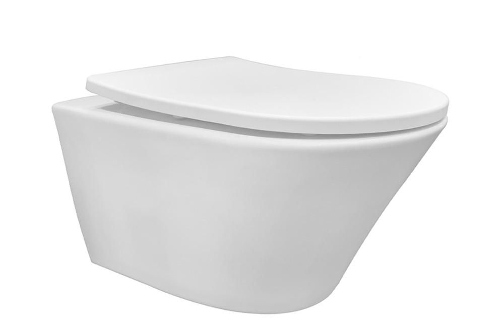 Wiesbaden Wandcloset Vesta Rimless Tornado Flush Wiesbaden met Slim Toiletzitting Softclose Glans Wit