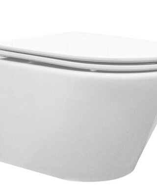 Wiesbaden Wandcloset Vesta Rimless Tornado Flush Wiesbaden met Softclose Toiletzitting Glans Wit