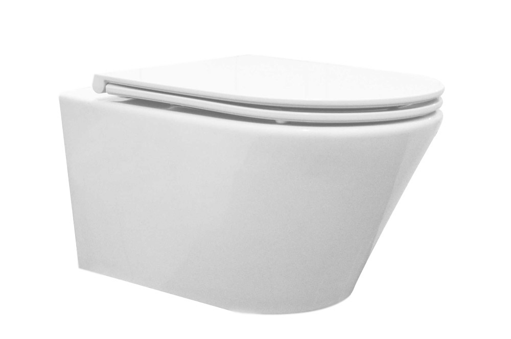 Wiesbaden Wandcloset Vesta Rimless Tornado Flush Wiesbaden met Softclose Toiletzitting Glans Wit