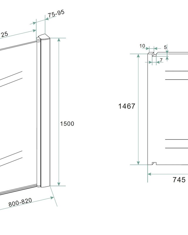 Wiesbaden Orbit Badwand | Draaibaar | 150 x 80 cm | Mat Zwart