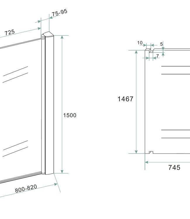 Wiesbaden Orbit Badwand | Draaibaar | 150 x 80 cm | Mat Zwart