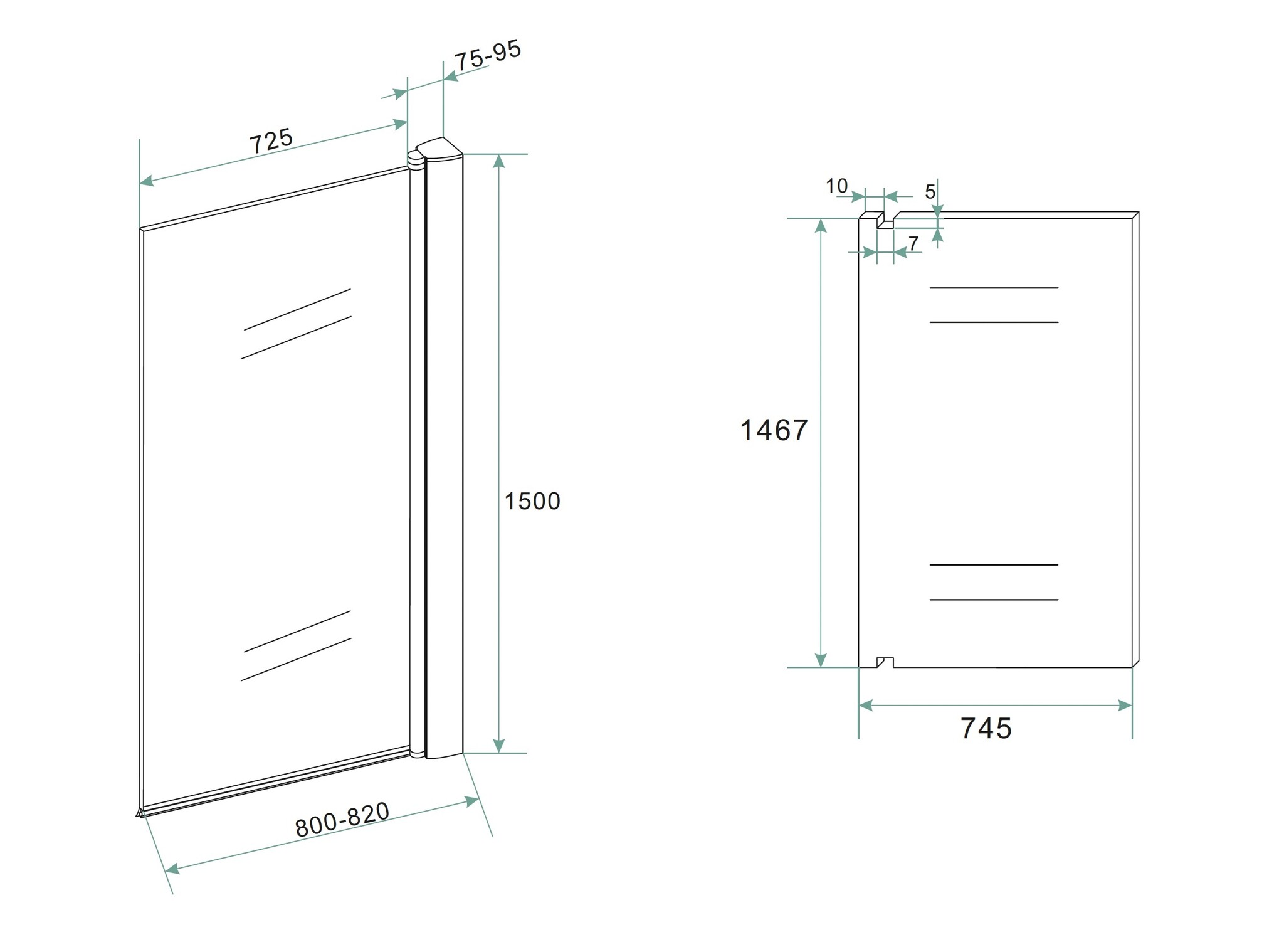 Wiesbaden Orbit Badwand | Draaibaar | 150 x 80 cm | Mat Zwart