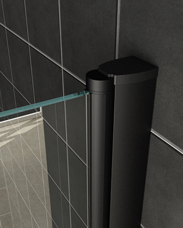 Wiesbaden Orbit Badwand | Draaibaar | 150 x 80 cm | Mat Zwart