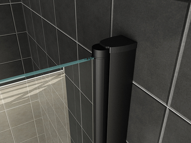 Wiesbaden Orbit Badwand | Draaibaar | 150 x 80 cm | Mat Zwart